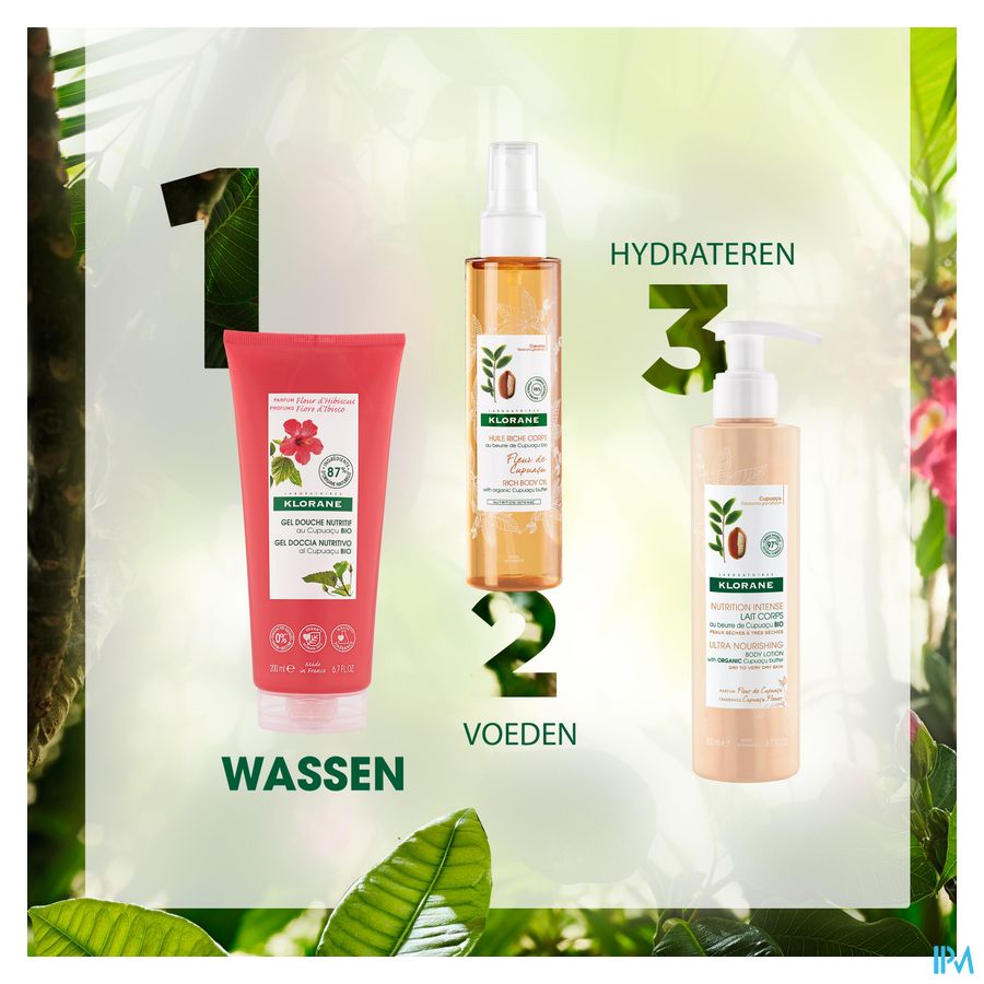 Klorane - Gel douche au beurre de Cupuaçu BIO - Fleur d’Hibiscus - Tous types de peaux