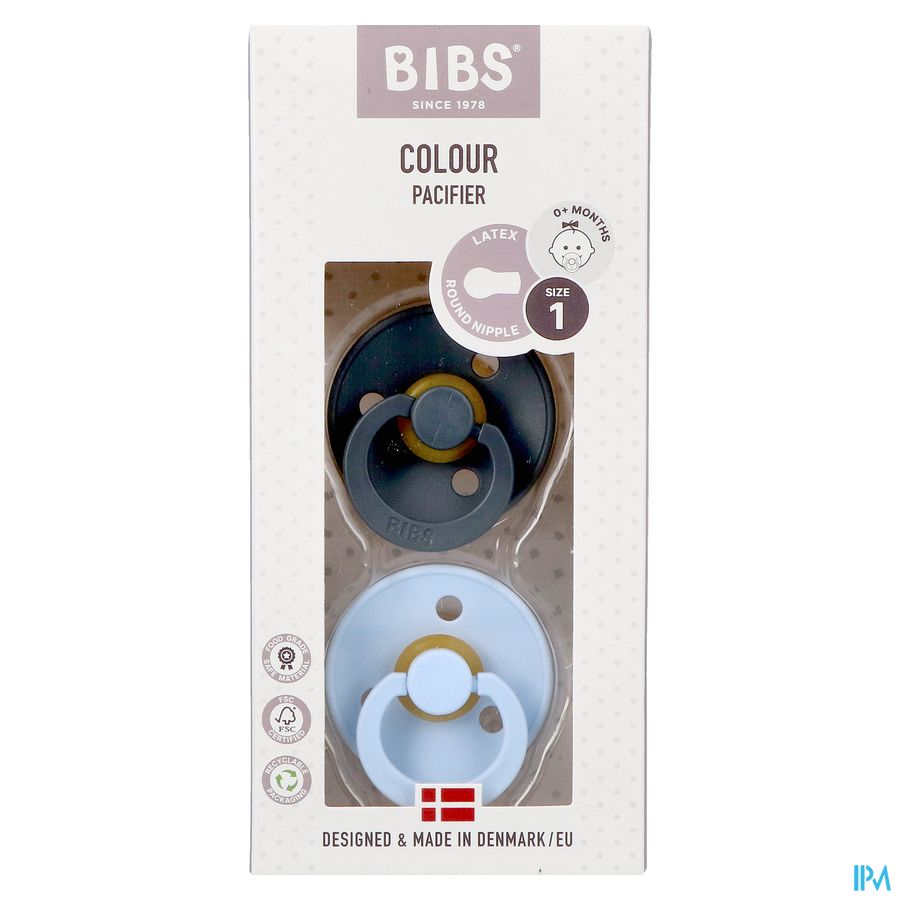 Bibs 1 Sucette Duo Iron Baby Blue