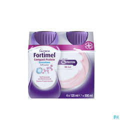 Fortimel Compact Protein 2.4kcal Saveur Fraise Givree Complément Nutritionnel Dénutrition Bouteilles 4x125ml