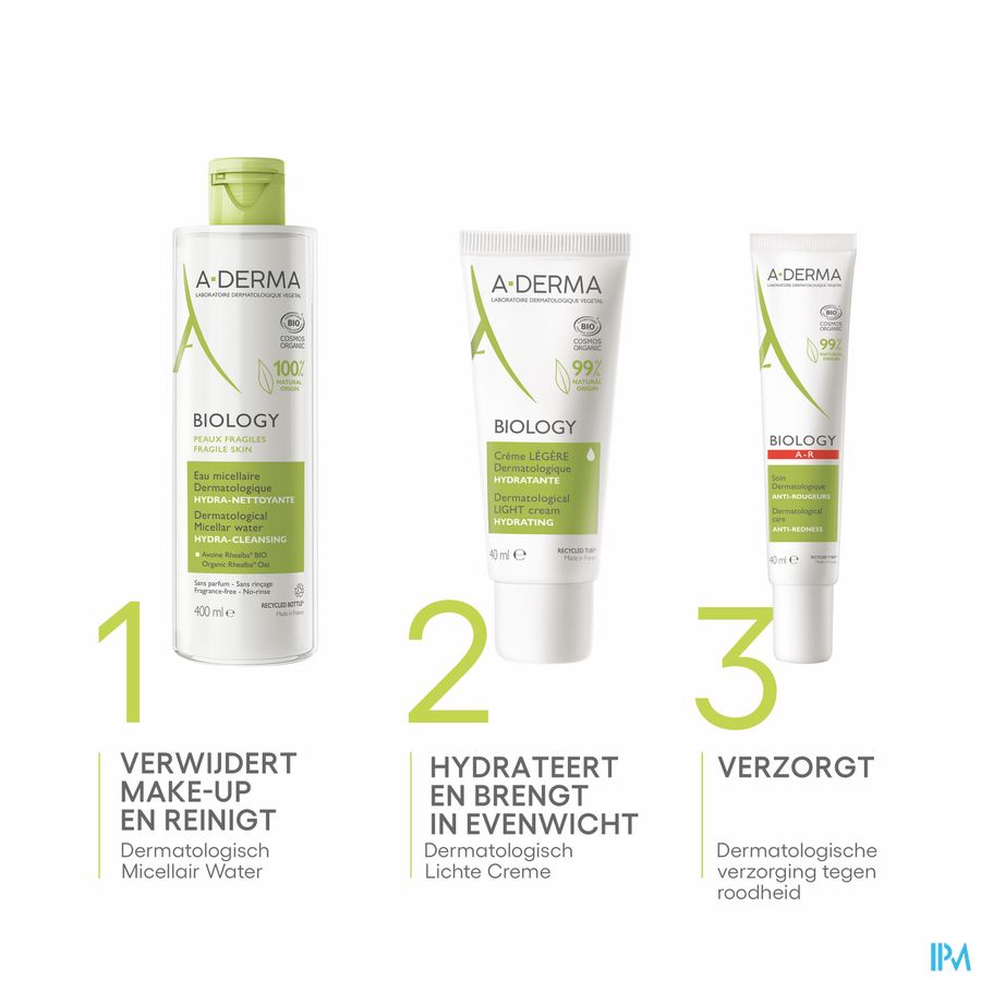 A-DERMA - BIOLOGY CRÈME LÉGÈRE DERMATOLOGIQUE HYDRATANTE - Crème visage hydratante légère - BIOLOGY