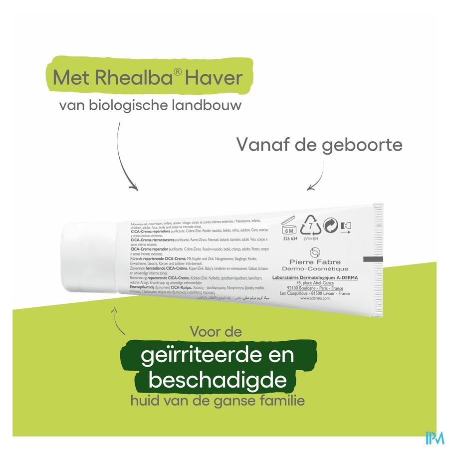 A-Derma Dermalibour+ Cica Crème Réparatrice assainissante Peau irritée cicatrices 100ml