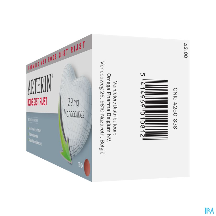 Arterin® Levure Rouge De Riz 2,9 Mg De Monacolines 180 Comprimés