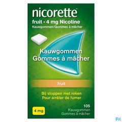Nicorette® Fruit Gomme à Mâcher — pour arrêter de fumer — 105 pièces, 4 mg de nicotine
