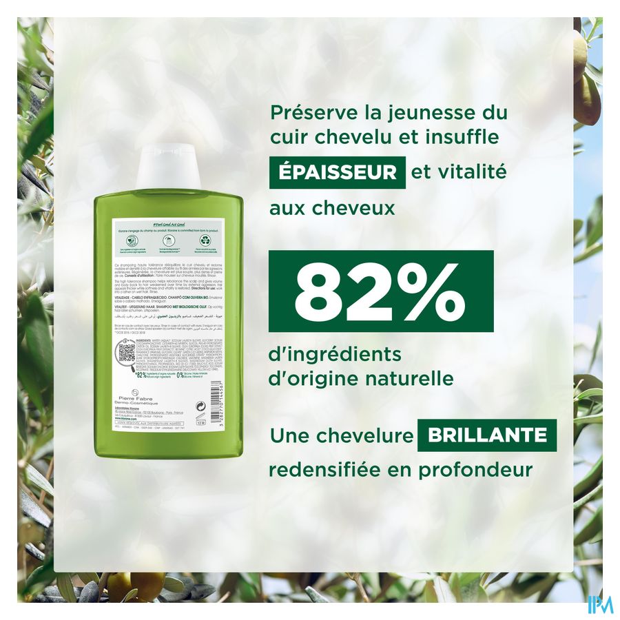 Klorane - Shampoing Vitalité à l'Olivier BIO - Cheveux affinés