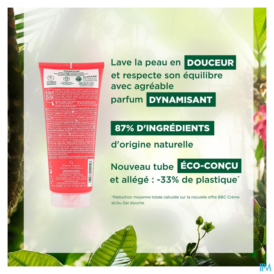 Klorane - Gel douche au beurre de Cupuaçu BIO - Fleur d’Hibiscus - Tous types de peaux