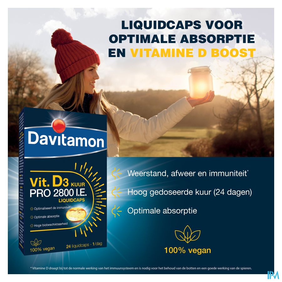 Davitamon® Cure De Vitamine D3 Pro 2800 I.E. VEGAN Liquidcaps – Immunité, Os, Muscles