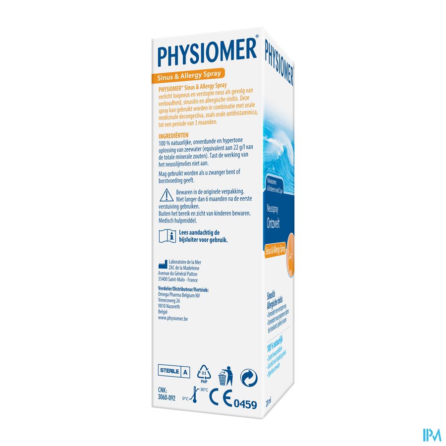 Physiomer® Sinus & Allergy Pocket Spray Nasal 20ml- Nez Bouché, Allergie, Pollen