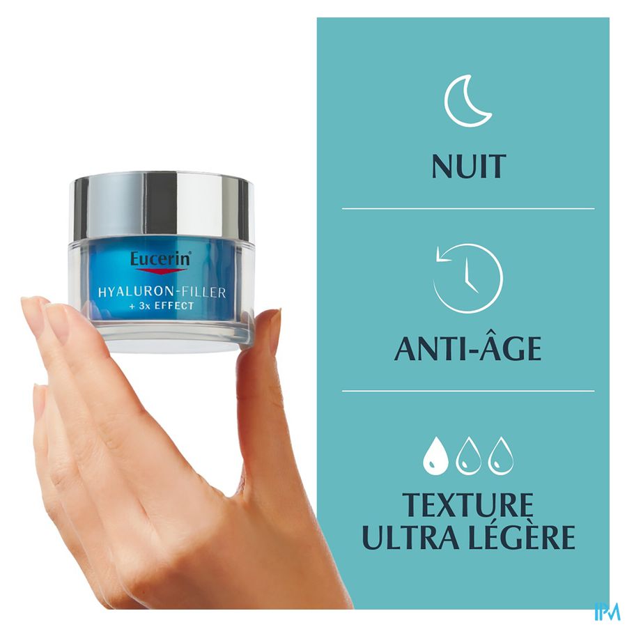 Hyaluron-Filler + 3x Effect Soin de Nuit Booster d'Hydratation Gel-Crème Anti-Rides & Anti-Âge Pot 50ml