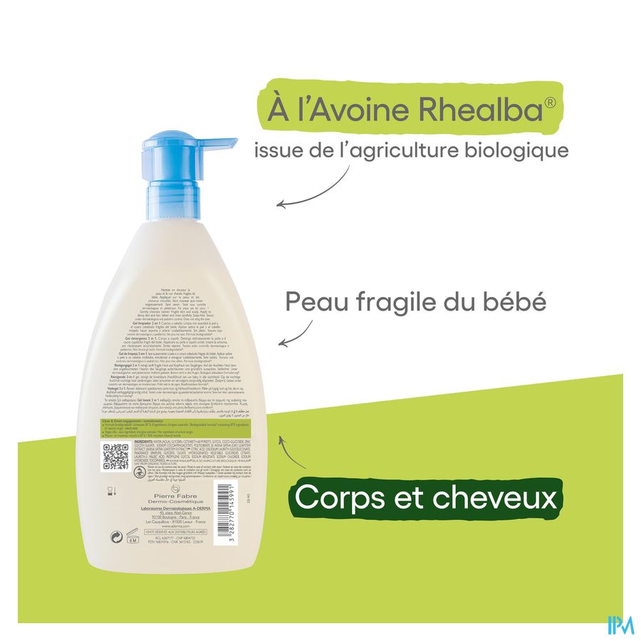 A-DERMA - PRIMALBA GEL LAVANT 2 EN 1 BEBE CORPS ET CHEVEUX - Peaux fragiles du bébé