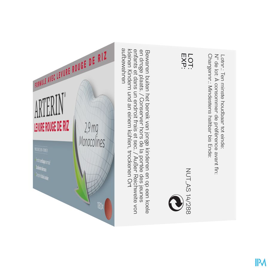 Arterin® Levure Rouge De Riz 2,9 Mg De Monacolines 180 Comprimés