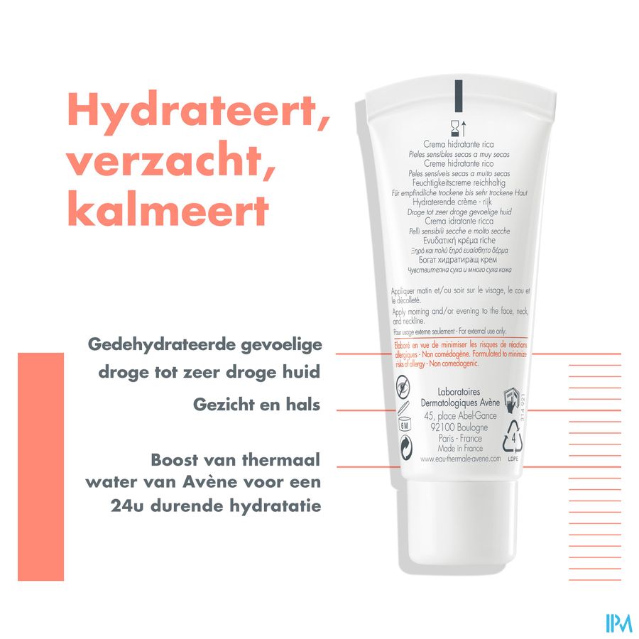 Avène Hydrance riche Crème hydratante Peau sensible 40ml