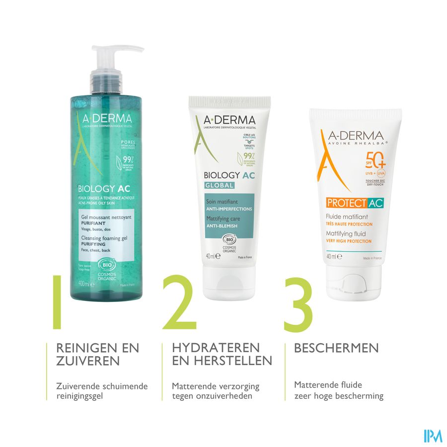 A-DERMA BIOLOGY AC GLOBAL - Crème hydratante visage anti-imperfections, anti-marques, acné