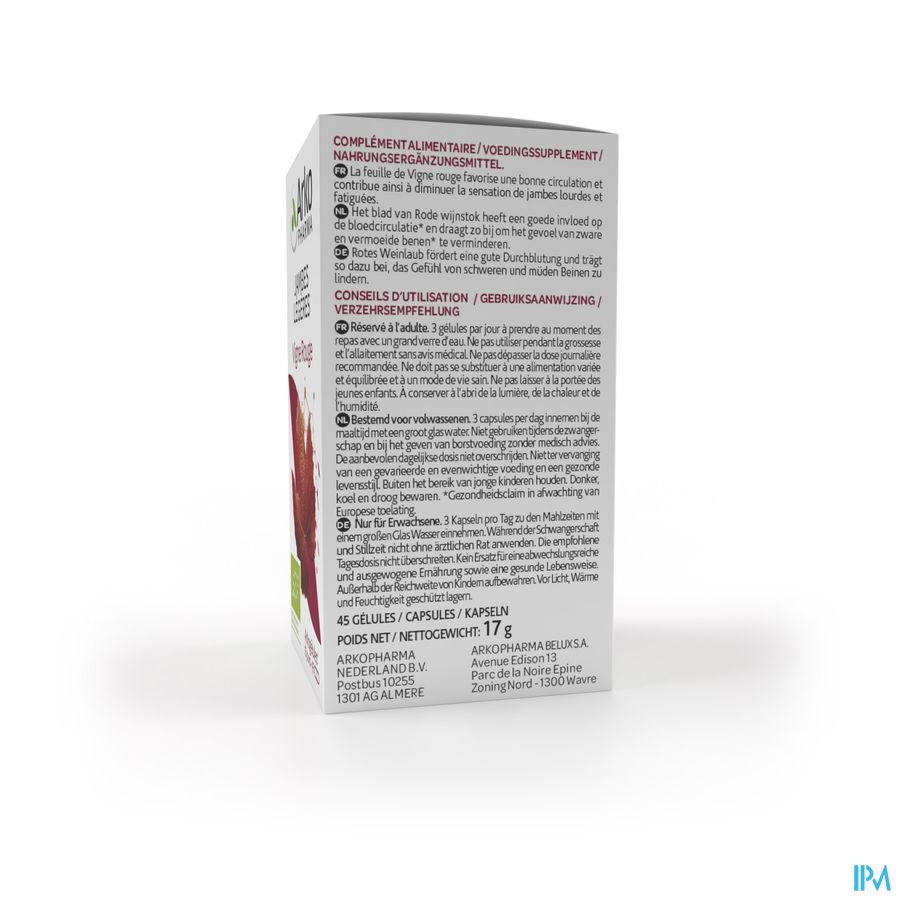 Arkopharma Arkogélules Vigne Rouge Bio Jambes Légères 45 gélules