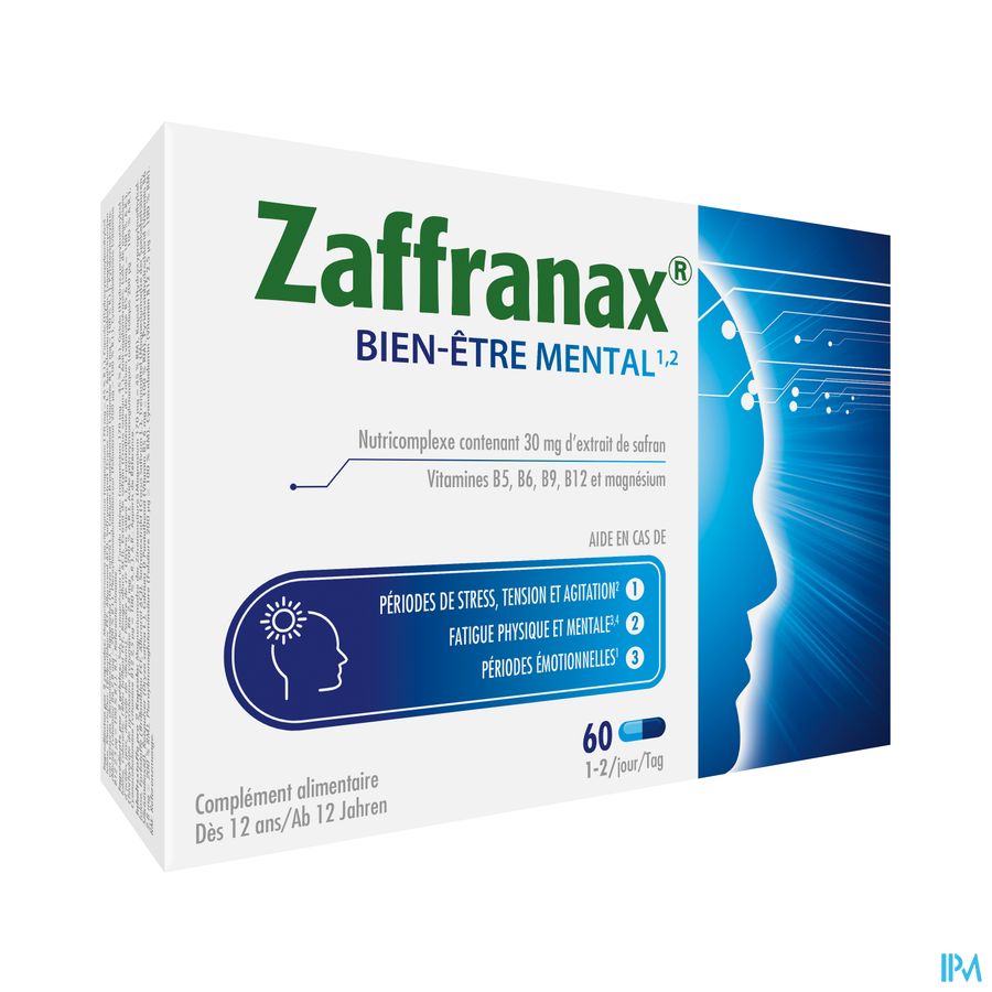 Zaffranax® Bien-être Mental 60 Gélules - Stress (4), Fatigue (3), Émotionnel (1)