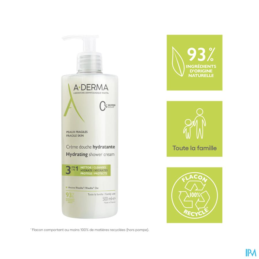 A-DERMA - LES INDISPENSABLES GEL DOUCHE HYDRATANT Peaux fragiles