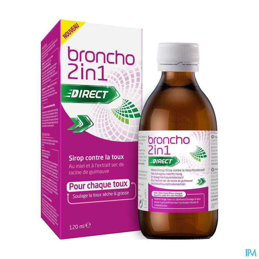 Broncho® 2 in 1 Adult Sirop Contre La Toux Goût D’Orange- Toux Sèche, Toux Grasse