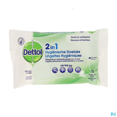 Dettol 2en1 Lingettes Hygieniques 12