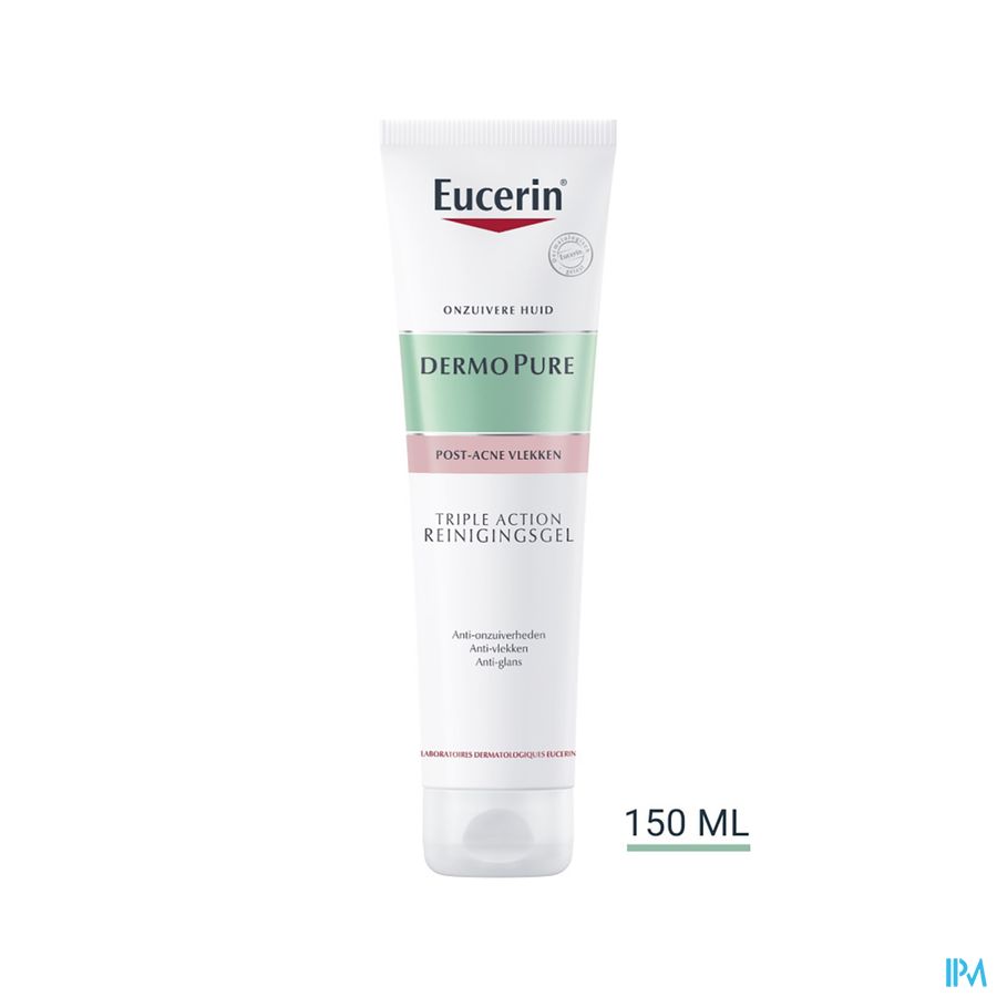 Eucerin DermoPure Gel Nettoyant Triple Action Marques Post-Acné Peau à Imperfections 150ml