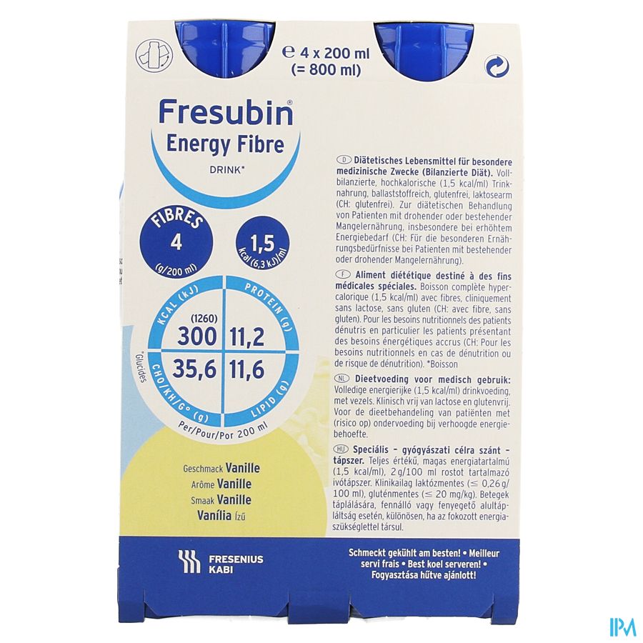 Fresubin Energy Fibre Drink Vanille Fl 4x200ml