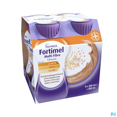 Fortimel Multi Fibre 1.5kcal Arôme Chocolat Complément Nutritionnel Dénutrition Bouteilles 4x200ml