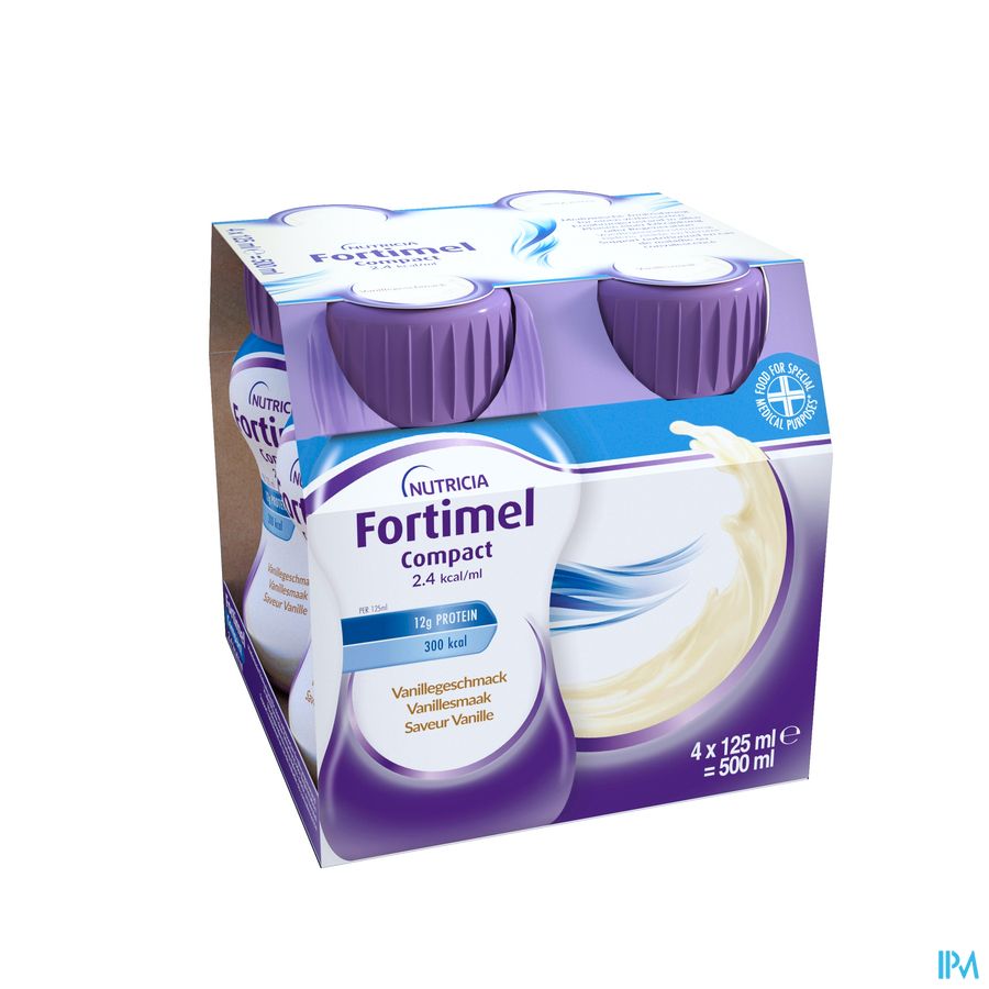 Fortimel Compact 2.4kcal Arôme Vanille Complément Nutritionnel Dénutrition Bouteilles 4x125ml