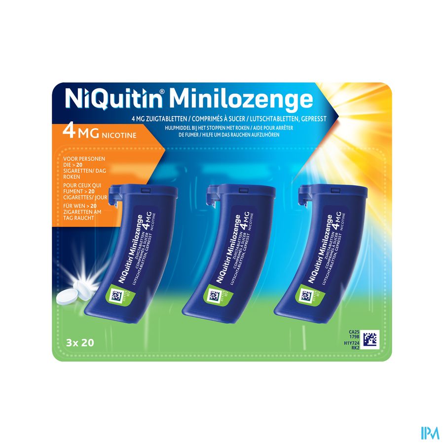 NiQuitin® Minilozenge comprimé à sucer 4 mg – Arrêter de Fumer – Réprime l’envie soudaine de cigarette