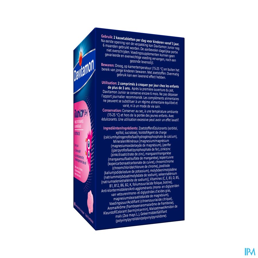 Davitamon® Junior Goût Framboise Multivit. 60 Compr. À Croquer À Partir De 3 Ans