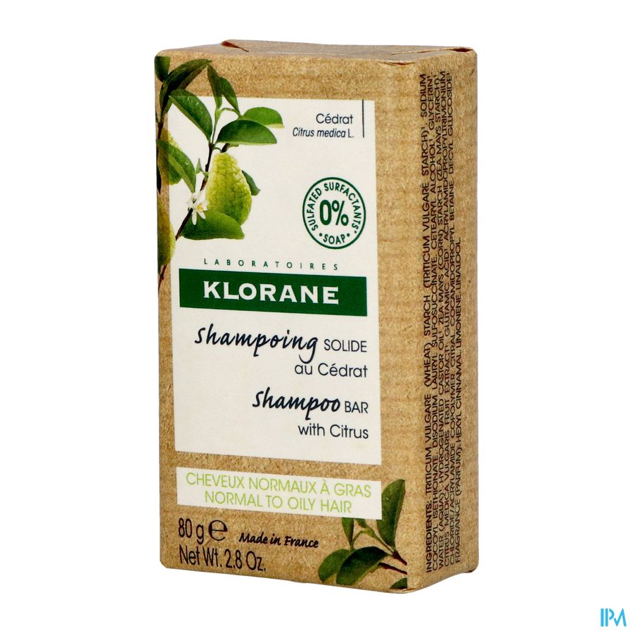 Klorane — Shampoing Solide au Cédrat — Cheveux normaux à gras