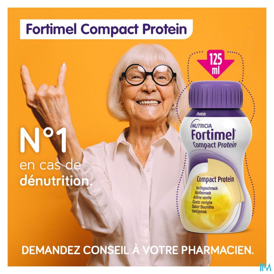 Fortimel Compact Protein Goût Fraise Bouteilles 4x125ml