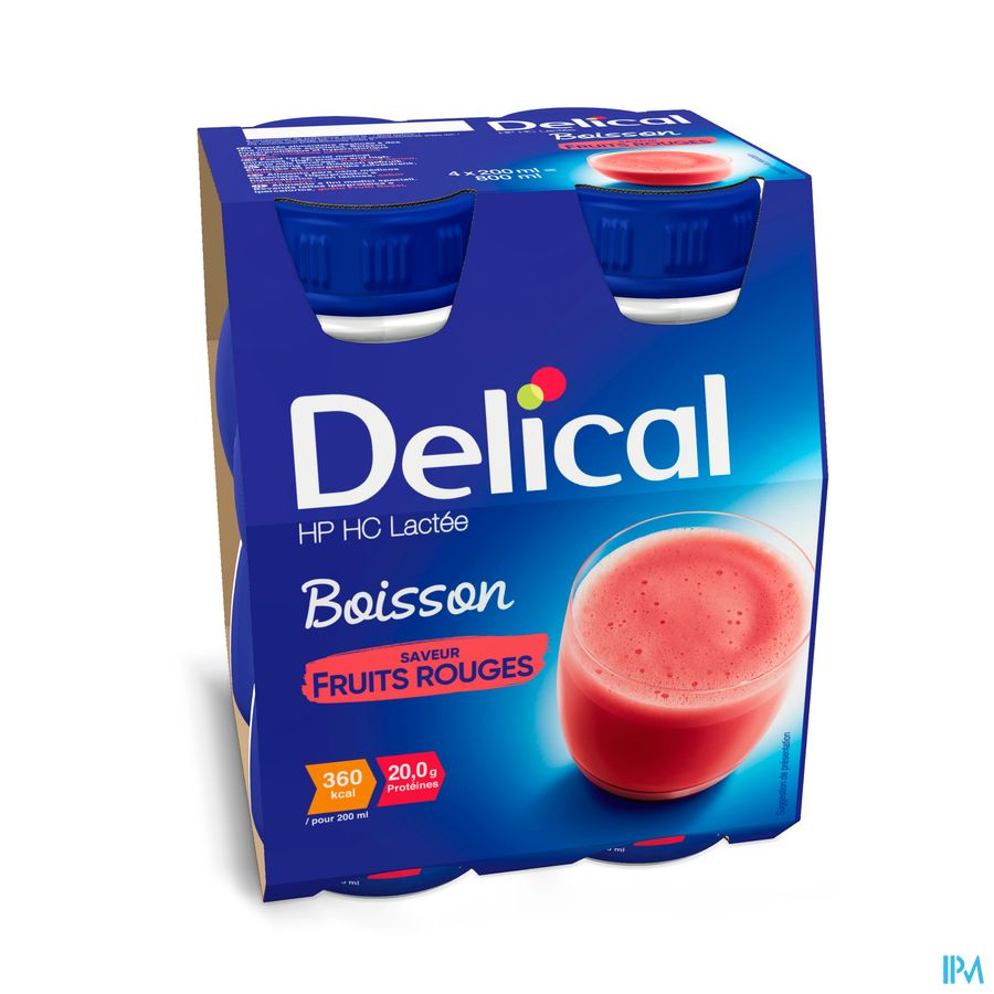 Delical Boisson Lactée Hp-hc Fruits Rouges 4x200ml