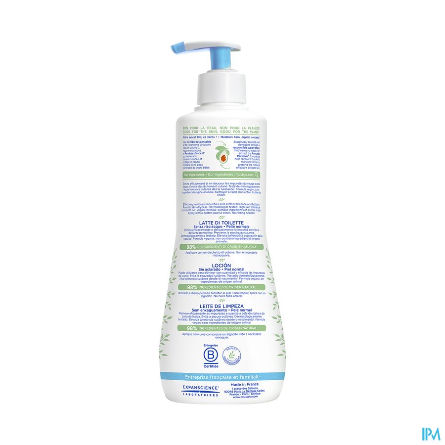 Mustela lait de toilette sans rinçage - Peau normale 500 ml