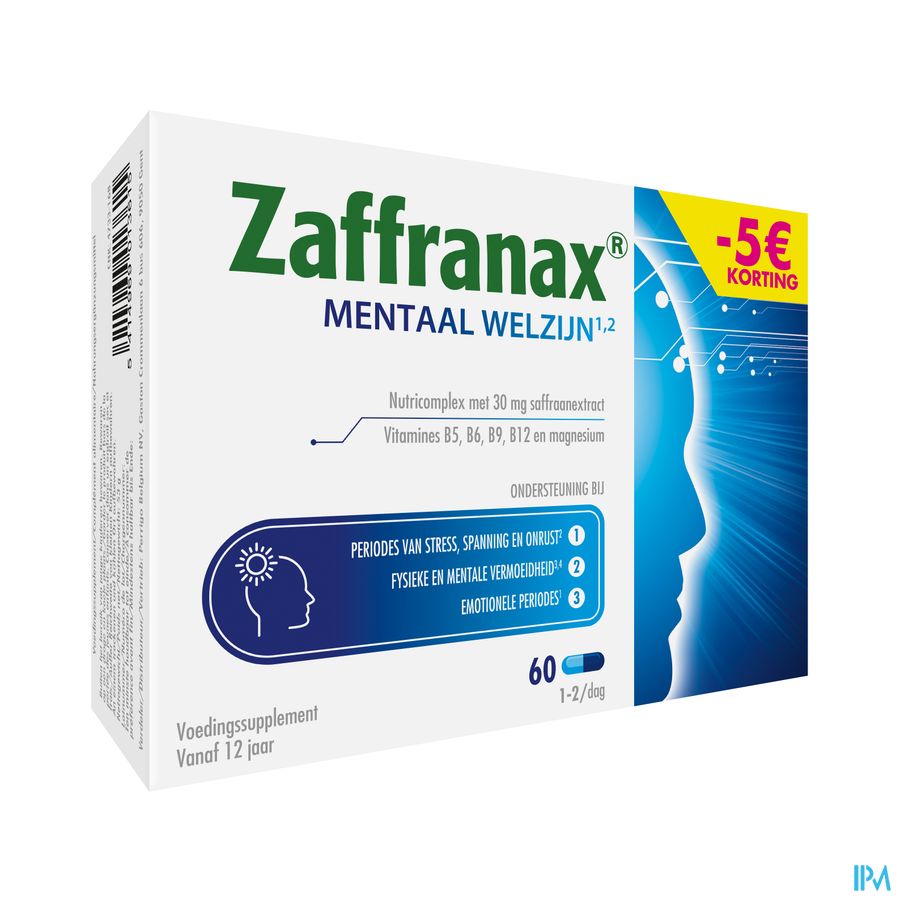 Zaffranax® Bien-être Mental 60 Gélules - 5 € - Stress (4), Fatigue (3), Émotionnel (1)