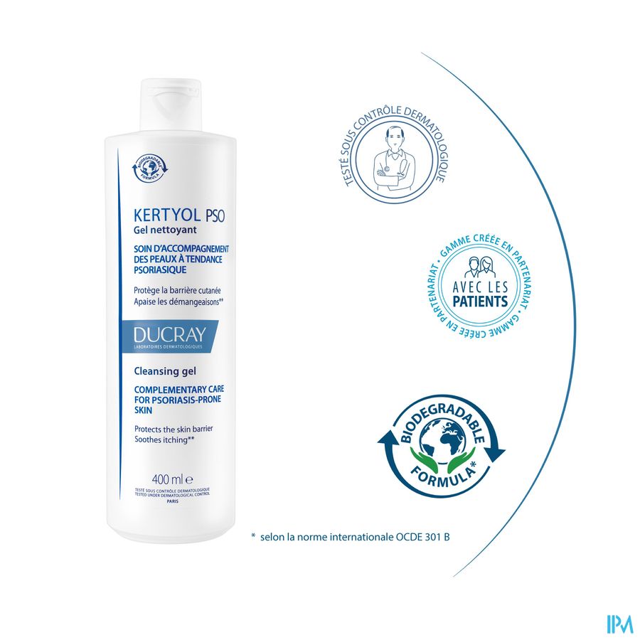 Ducray KERTYOL PSO Gel Nettoyant - Soin d'accompagnement des peaux à tendances psoriasique