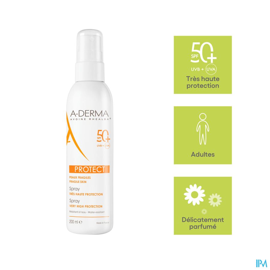 A-DERMA Spray solaire invisible SPF50+ PROTECT
