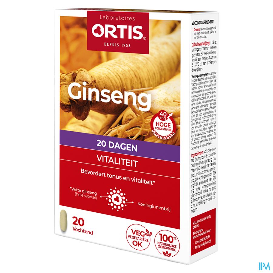 Ortis Vitalite Ginseng 20 Comp 20