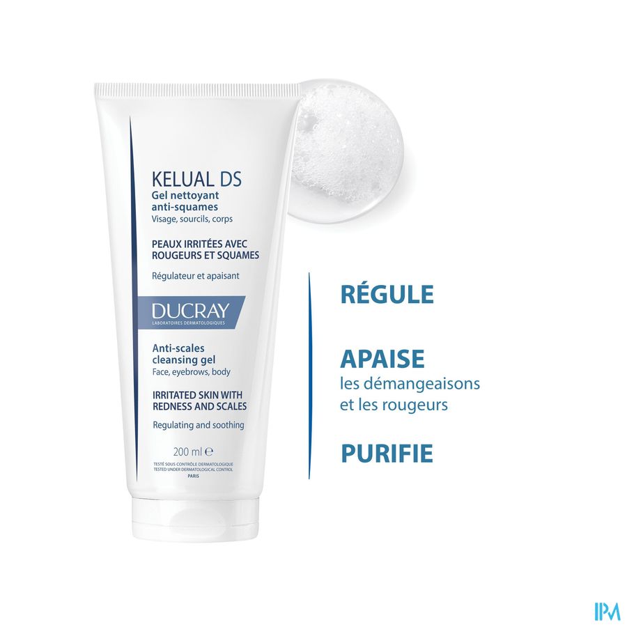 Ducray KELUAL DS Gel nettoyant Anti-squames Visage et corps - Peaux irritées