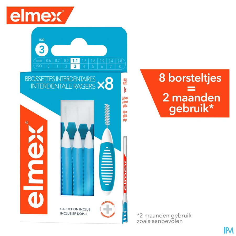 Elmex Set Brossettes Interdentaires Iso 3 1,1mm 8