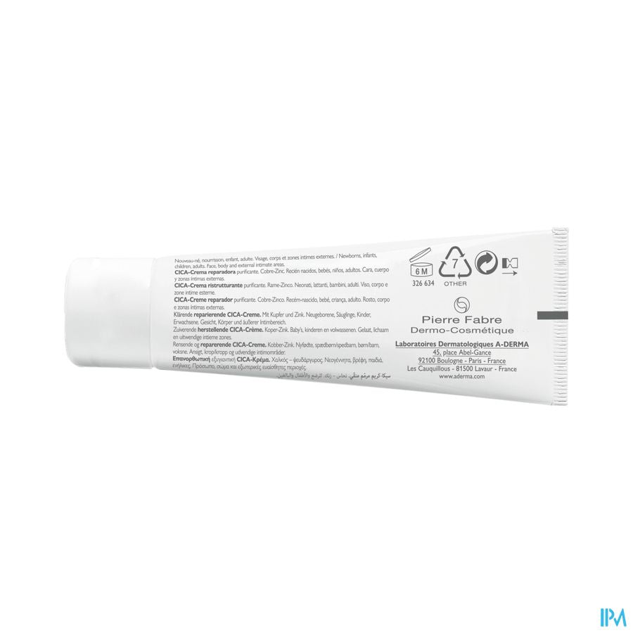 A-Derma Dermalibour+ Cica Crème Réparatrice assainissante Peau irritée cicatrices 100ml