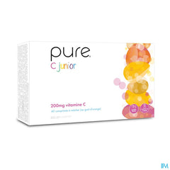 PURE C JUNIOR. VITAMINE C 200 mg. IMMUNITE. 40 COMPRIMÉS A MACHER