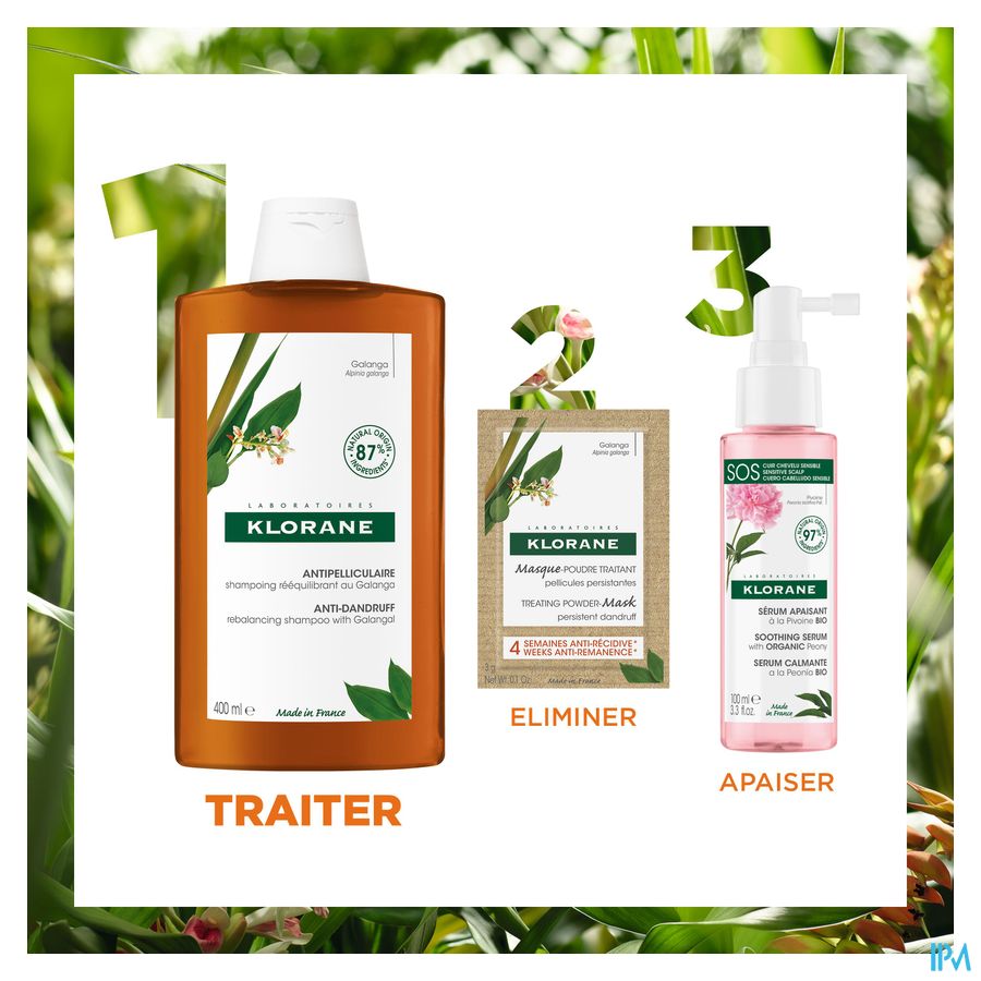 Klorane — Shampoing Rééquilibrant Antipelliculaire au Galanga — Pellicules libres