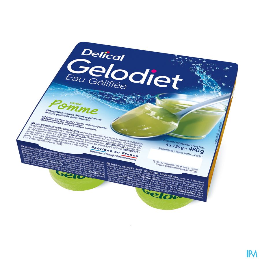 Gelodiet Eau Gel. Sucree Pomme Verte Pot 4x120g