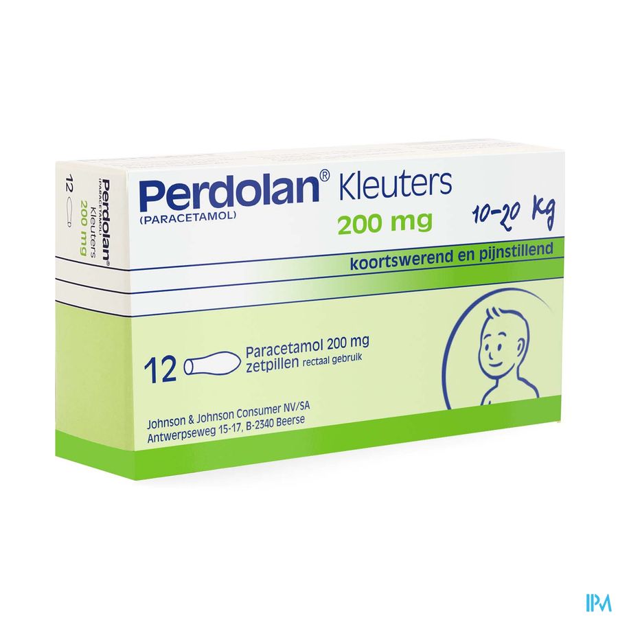 Perdolan® Jeunes enfants, suppositoires avec 200 mg de paracétamol, pour le traitement symptomatique de la fièvre et de la douleur chez les jeunes enfants, 12 suppositoires