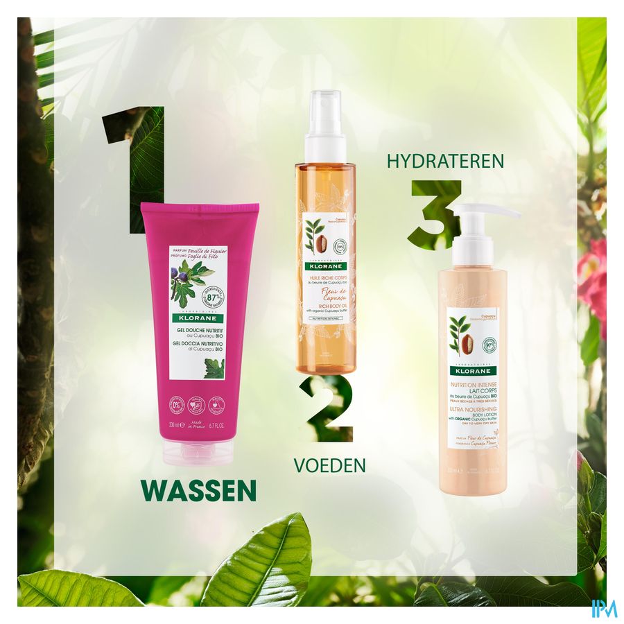 Klorane - Gel douche au beurre de Cupuaçu BIO - Feuille de Figuier - Tous types de peaux - Hydratant