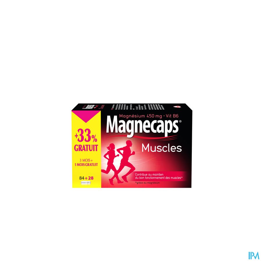 Magnecaps Muscles 84 capsules Magnésium 450mg & Vit B6 + 33% GRATUIT 84+28 capsules