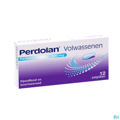 Perdolan® Adultes suppositoires avec 500 mg de paracétamol, pour le traitement symptomatique de la fièvre et de la douleur chez les adultes, 12 suppositoires