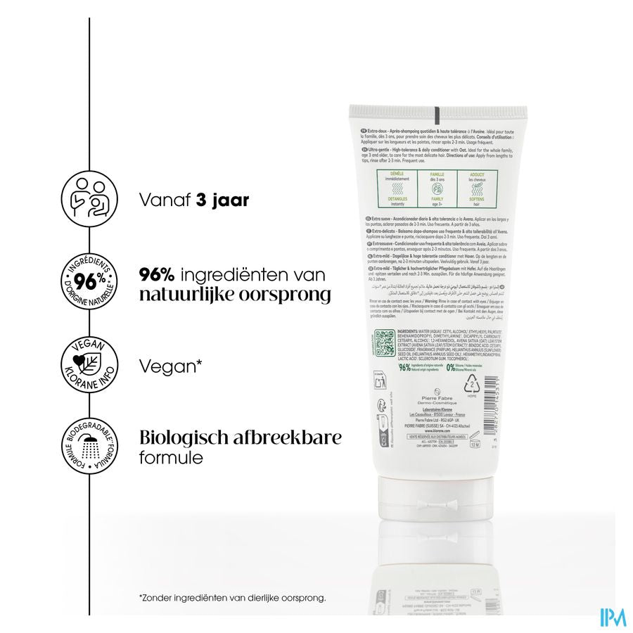 Klorane - Après-shampoing Extra-doux à l'Avoine - Tous types de cheveux