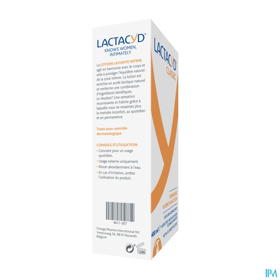 Lactacyd® Classic - Lotion Lavante Intime Nettoyante - Usage Quotidien - 400 ml