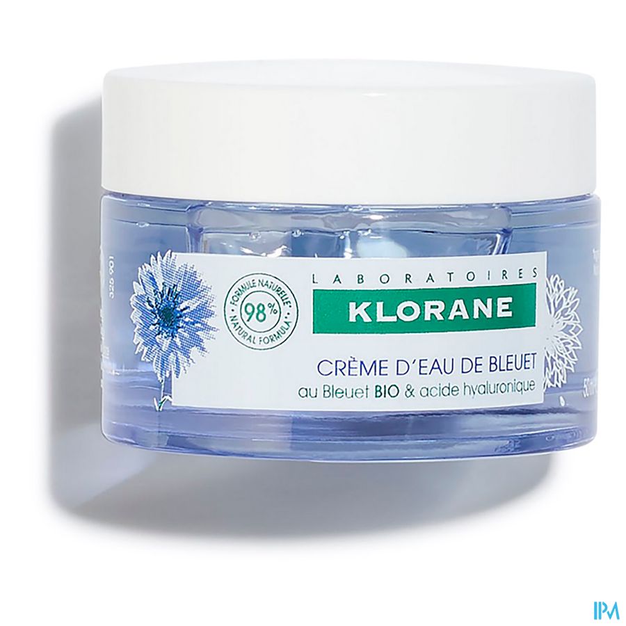 Klorane - Crème d’Eau de Bleuet au Bleuet BIO et Acide hyaluronique - Visage et yeux crème rafraichissante et défatigante
