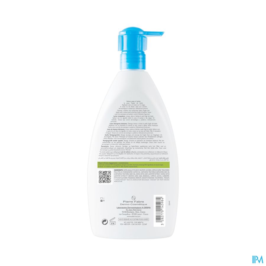 A-DERMA - PRIMALBA LAIT DE TOILETTE BEBE HYDRATANT - peaux fragiles des nourissons, bébés