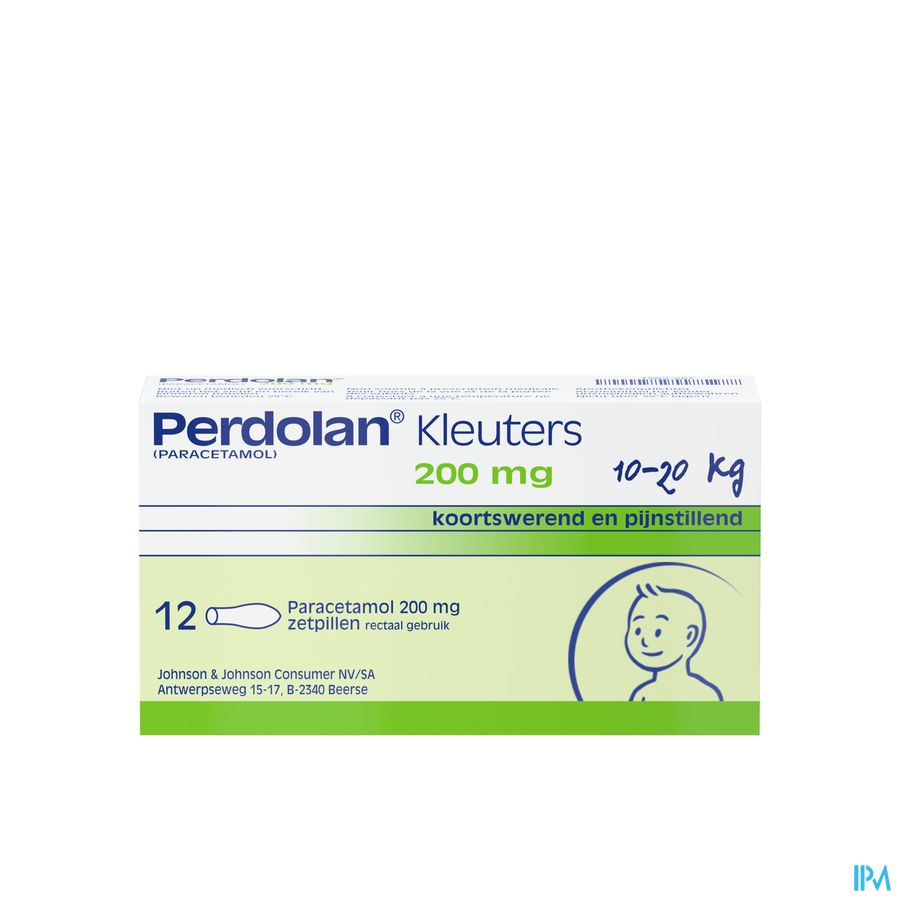 Perdolan® Jeunes enfants, suppositoires avec 200 mg de paracétamol, pour le traitement symptomatique de la fièvre et de la douleur chez les jeunes enfants, 12 suppositoires